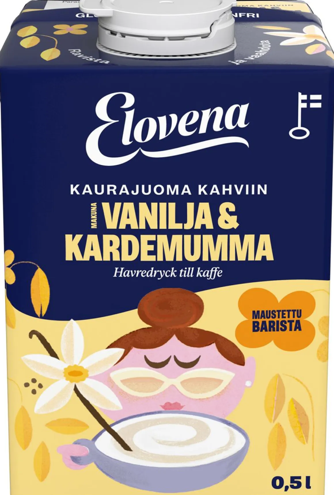 ELOVENA KAURAJUOMA KAHVIIN VANILJA-KARDEMUMMA GTON 500 ML