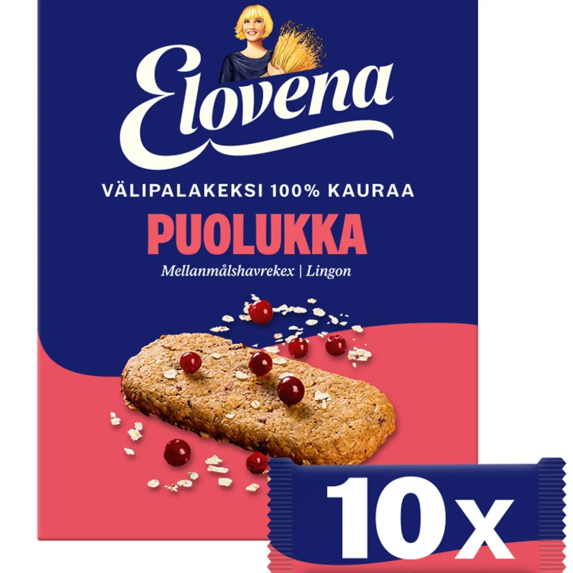 ELOVENA KAURA-PUOLUKKA VÄLIPALAKEKSI 100% KAURAA 10KPL 300