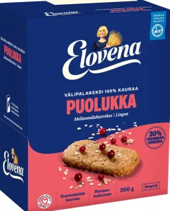 ELOVENA KAURA-PUOLUKKA VÄLIPALAKEKSI 100% KAURAA 10KPL 300