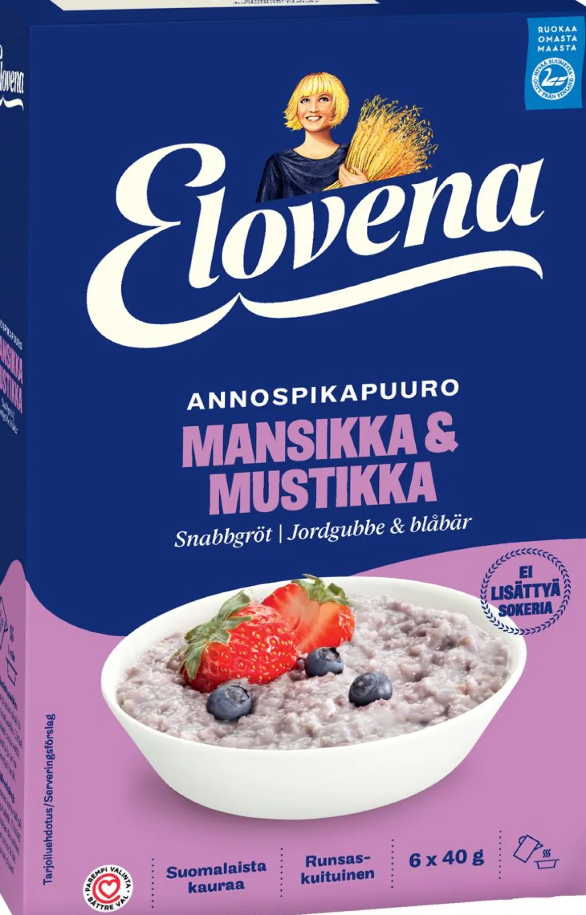 ELOVENA MANSIKKA-MUSTIKKA ANNOSPIKAPUURO 240 G