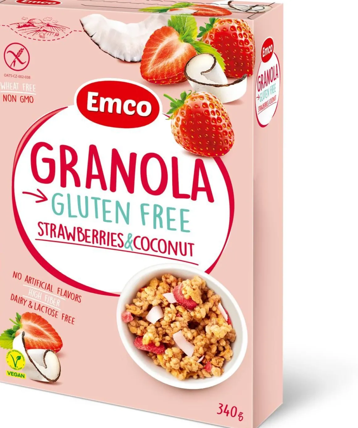 EMCO GRANOLA MANSIKKA KOOKOS GLUTEENITON 340 G
