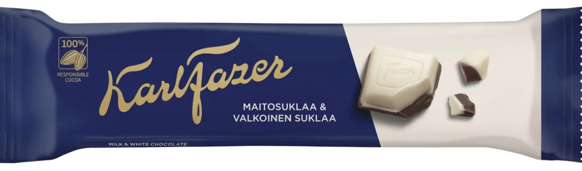 FAZER SININEN JA VALKOINEN MAITOSUKLAA JA VALKOSUKLAA PATUKKA 38 G