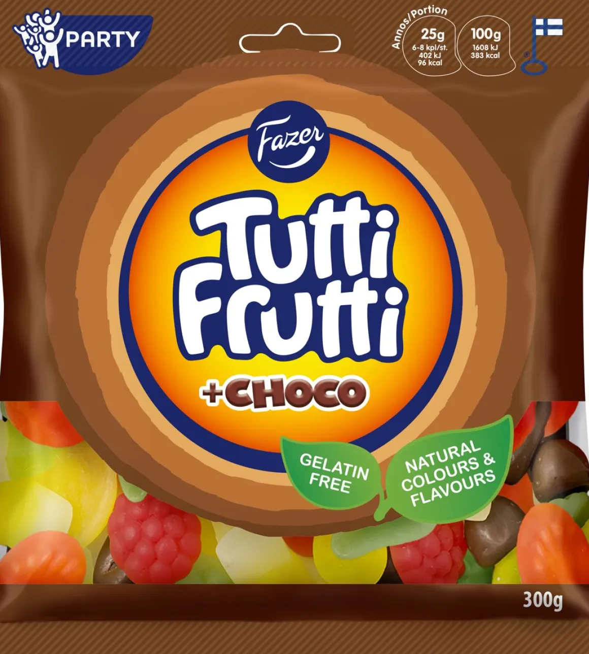 FAZER TUTTI FRUTTI CHOCO KARKKIPUSSI 300 G