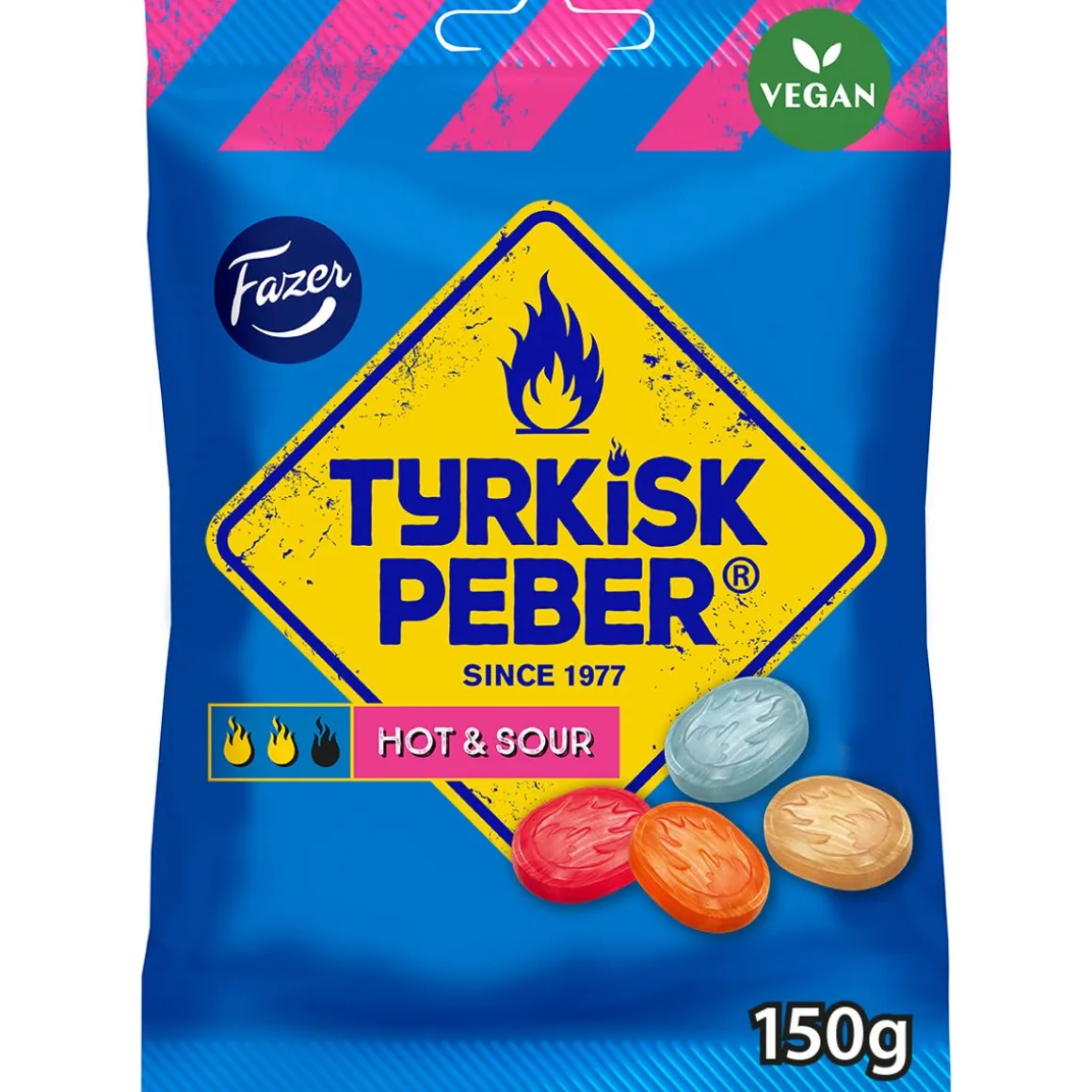 FAZER TYRKISK PEBER HOT&SOUR KARKKIPUSSI 150 G