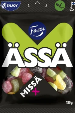 FAZER MISSÄ X KIRPEÄ HEDELMÄ- JA LAKRITSIKARKKIPUSSI 180 G