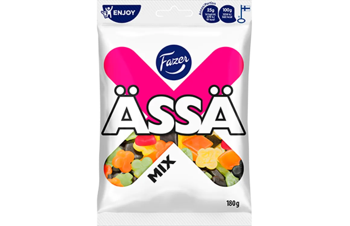 FAZER ÄSSÄ MIX HEDELMÄ- JA LAKRITSIMAKEISIA 180 G