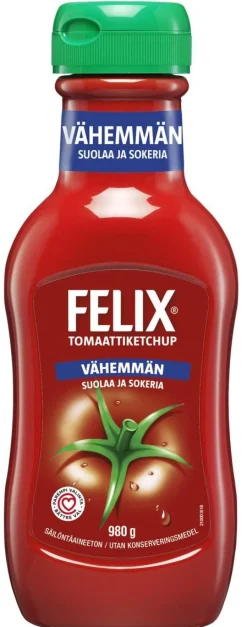 FELIX KETCHUP VÄHEMMÄN SUOLAA JA SOKERIA 980 G