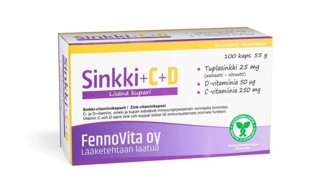 FENNOVITA SINKKI + KUPARI + C-VITAMIINI 100 KPL