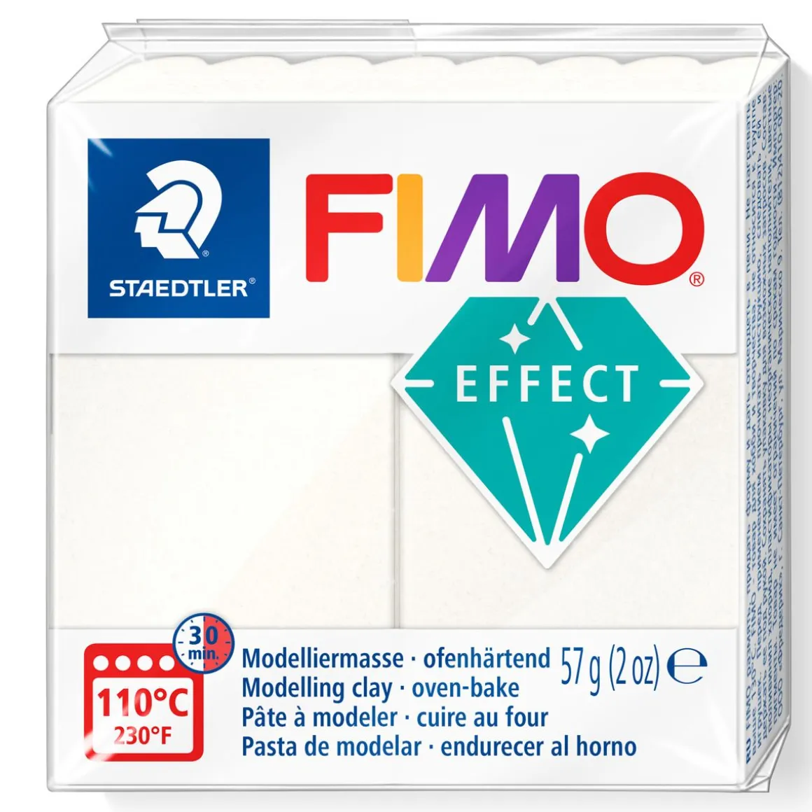 FIMO MUOVAILUMASSA FIMO EFFECT 08 METALLIC HELMIÄISVALKOINEN