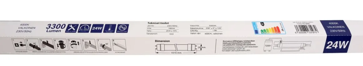 FINELECTRO TEHO LED-PUTKI 24W, 3300LM, G13, Ø26X1514MM