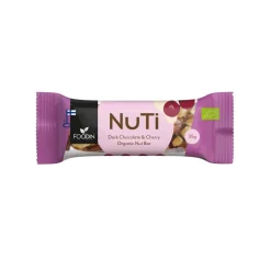 FOODIN NUTI VÄLIPALAPATUKKA DARK CHOCOLATE & CHERRY, LUOMU 35 G