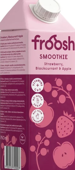 FROOSH SMOOTHIE MANSIKKA-MUSTAHERUKKA-OMENA 750 ML