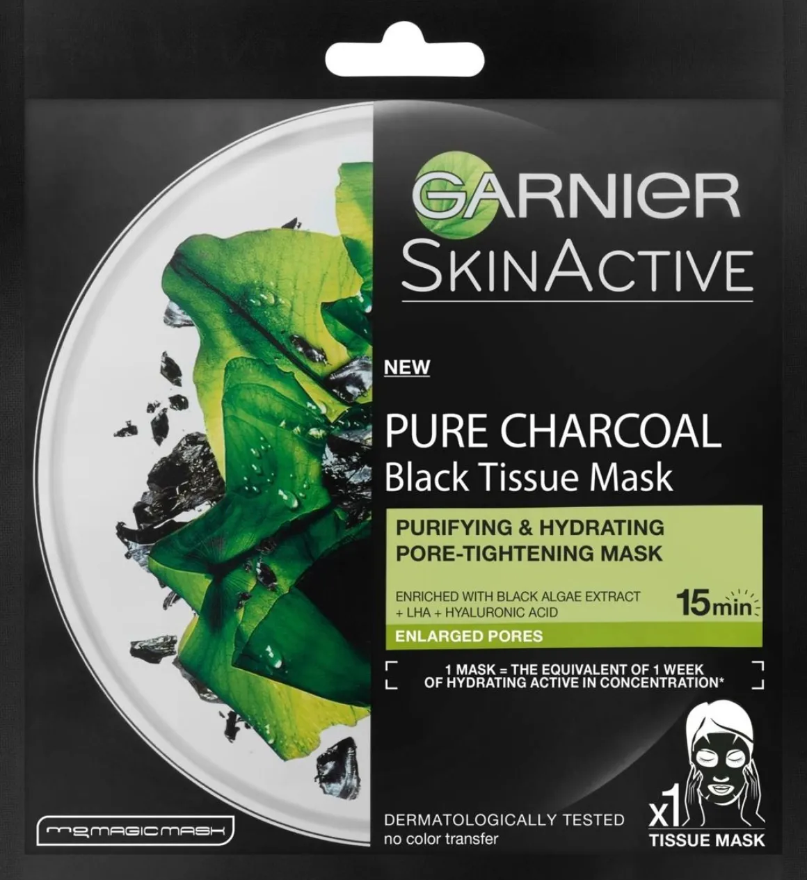 GARNIER SKINACTIVE BLACK TISSUE PURE CHARCOAL BLACK ALGAE MATTA 32