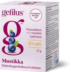 GEFILUS MUSTIKKA PURUTABLETTI 30 KPL