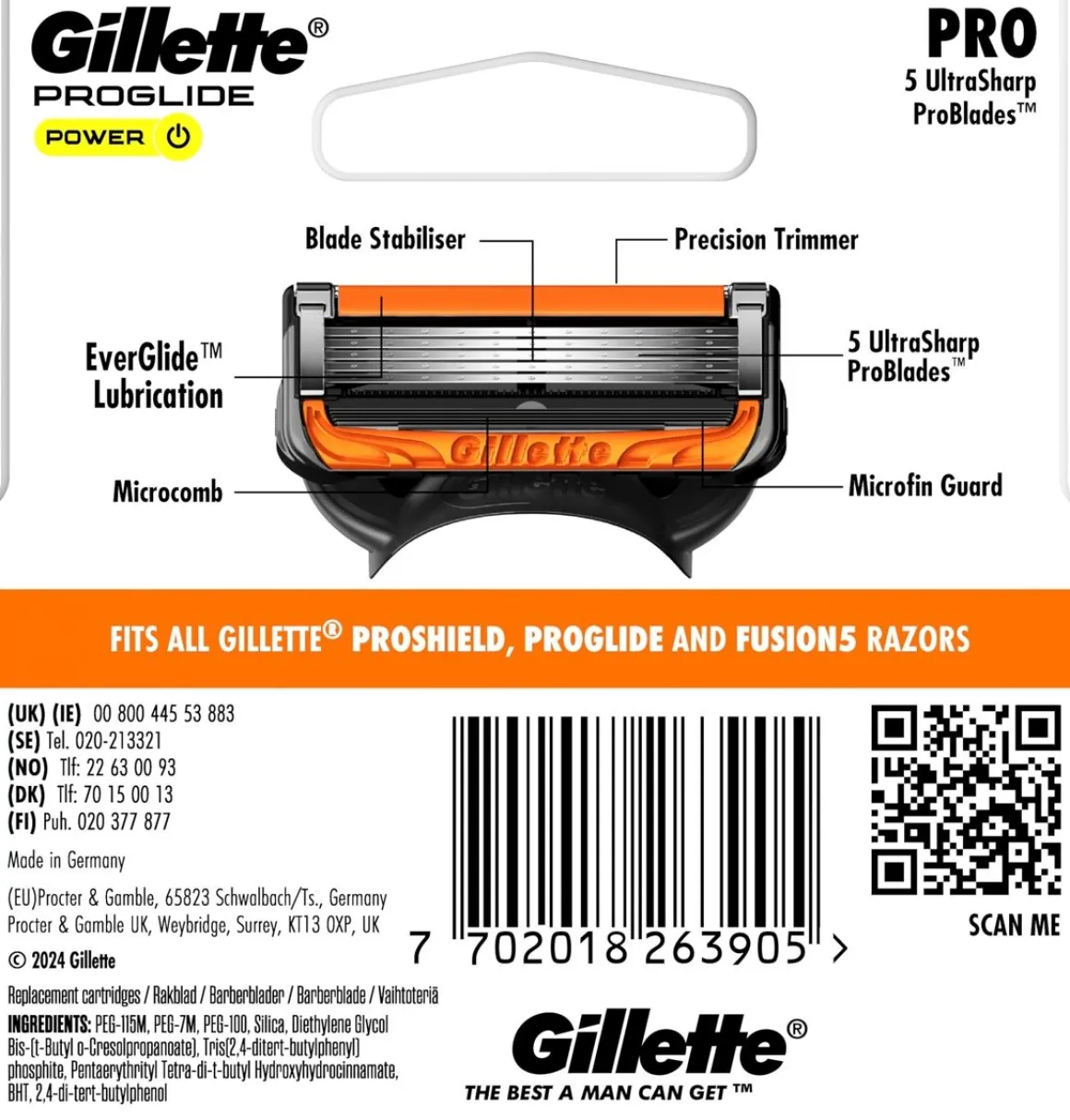 GILLETTE PROGLIDE POWER TERÄPAKKAUS/4 4 KPL