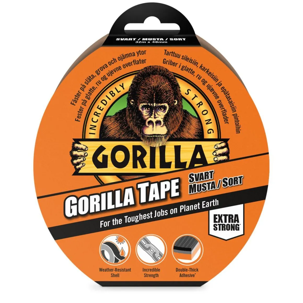 GORILLA TAPE BLACK TEIPPI MUSTA 32 M