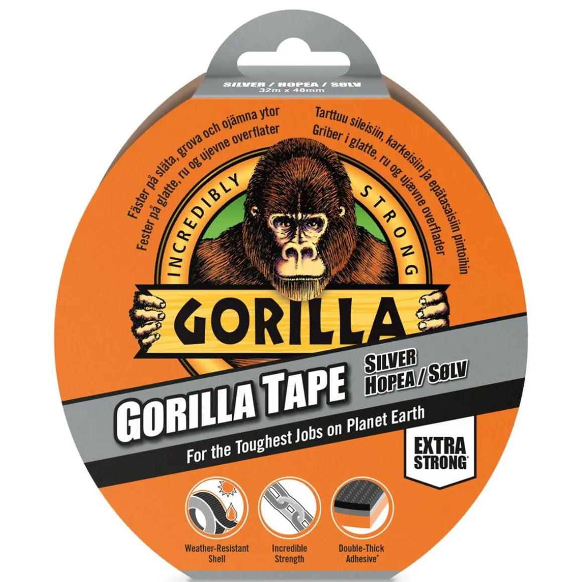 GORILLA TAPE SILVER TEIPPI HOPEA 32M