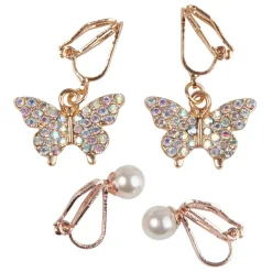 GREAT PRETENDERS BOUTIQUE BUTTERFLY CLIP ON EARRINGS, 2 SETS