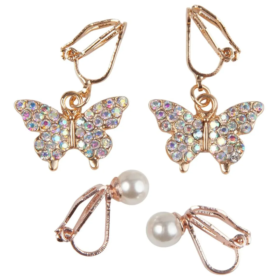 GREAT PRETENDERS BOUTIQUE BUTTERFLY CLIP ON EARRINGS, 2 SETS