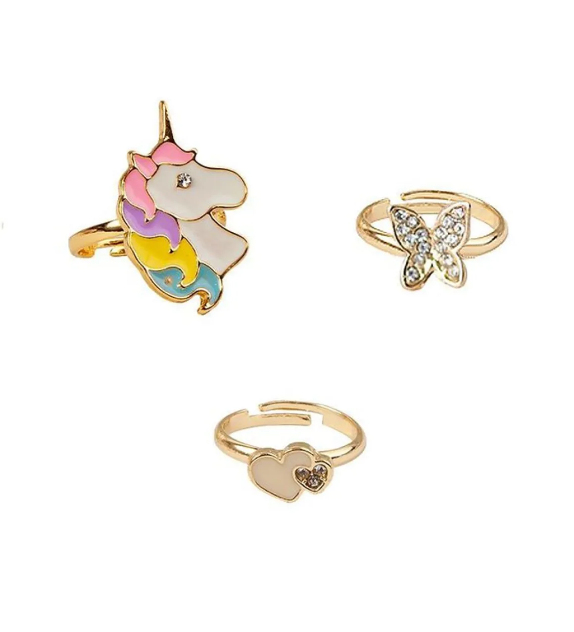 GREAT PRETENDERS BOUTIQUE BUTTERFLY & UNICORN RING, 3 PCS