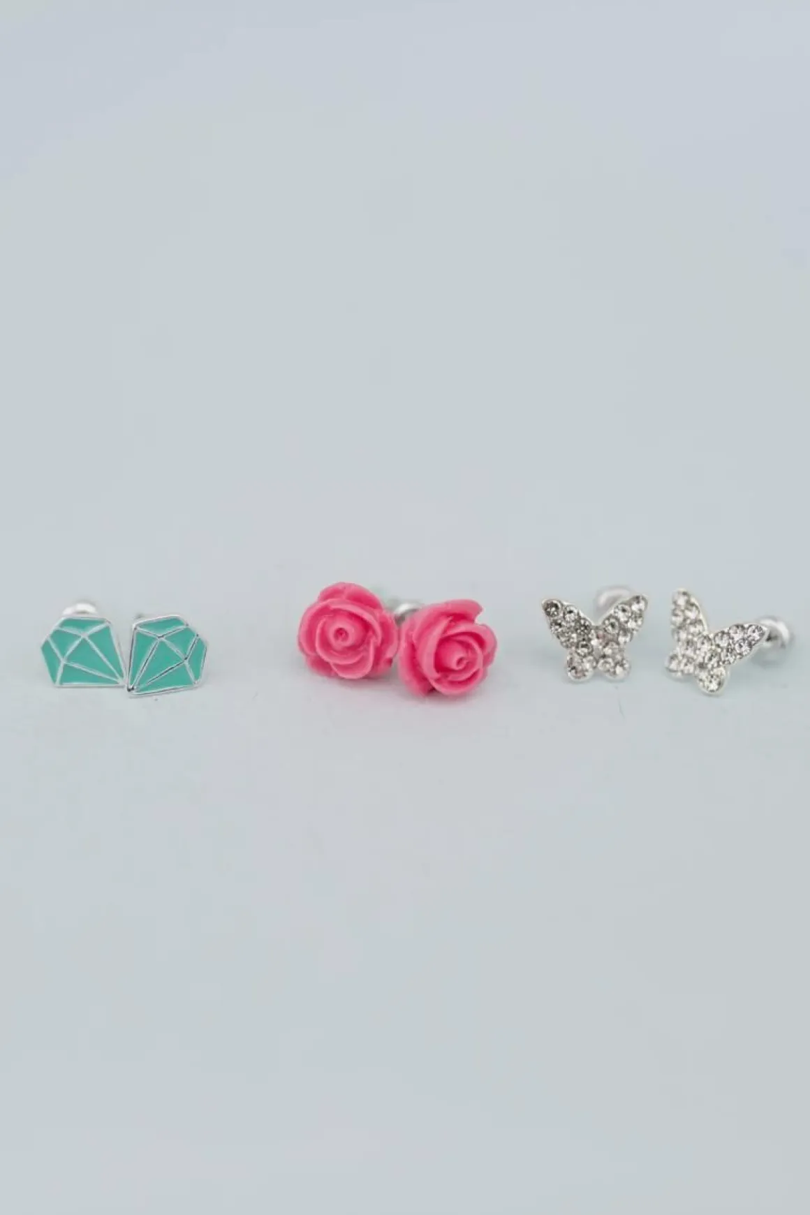 GREAT PRETENDERS BOUTIQUE ROSE STUDDED EARRINGS, 3 SETS