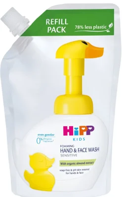 HIPP KIDS KÄSI- JA KASVOSAIPPUA TÄYTTÖPUSSI HELLÄVARAINEN 250 ML