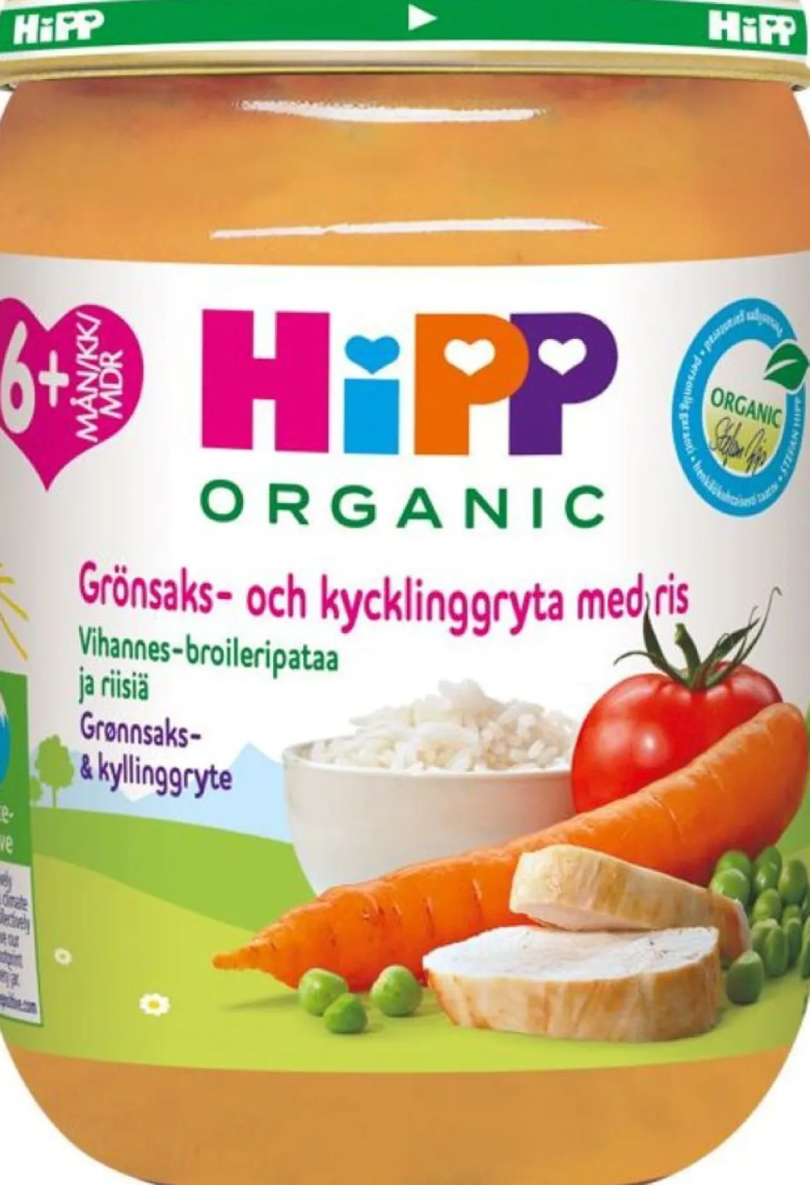 HIPP RIISIÄ, VIHANNEKSIA&KANAA 6KK LUOM 190 G