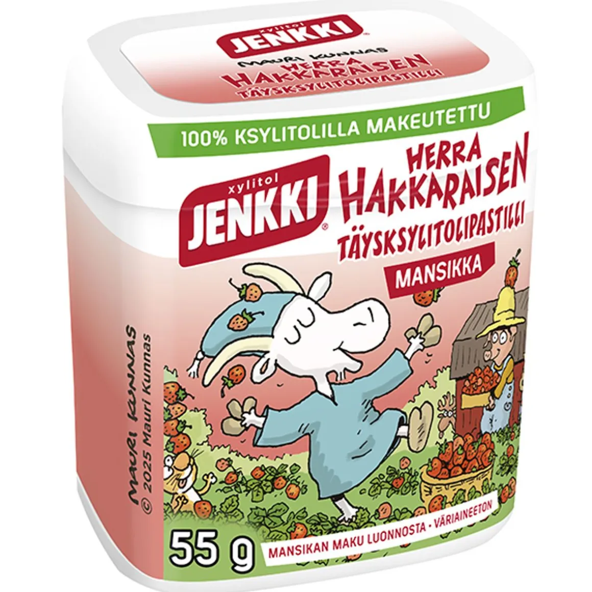 JENKKI HERRA HAKKARAISEN MANSIKKA TÄYSKSYLITOLIPASTILLI 55 G