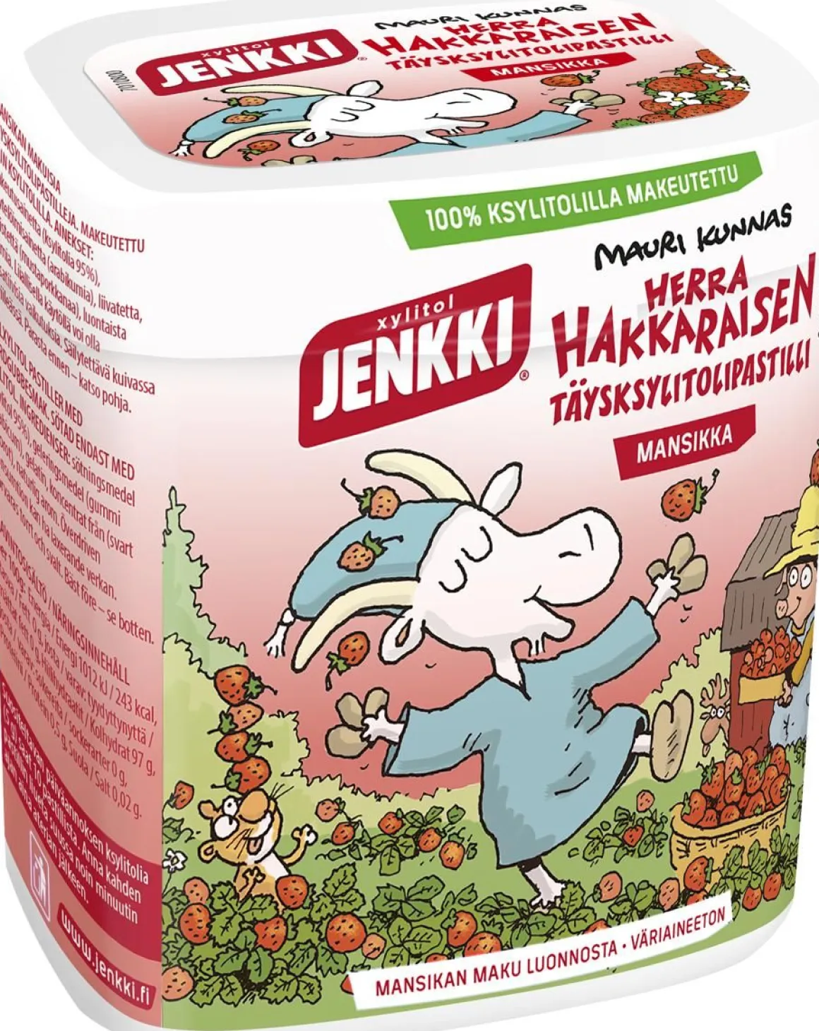 JENKKI HERRA HAKKARAISEN MANSIKKA TÄYSKSYLITOLIPASTILLI 55 G