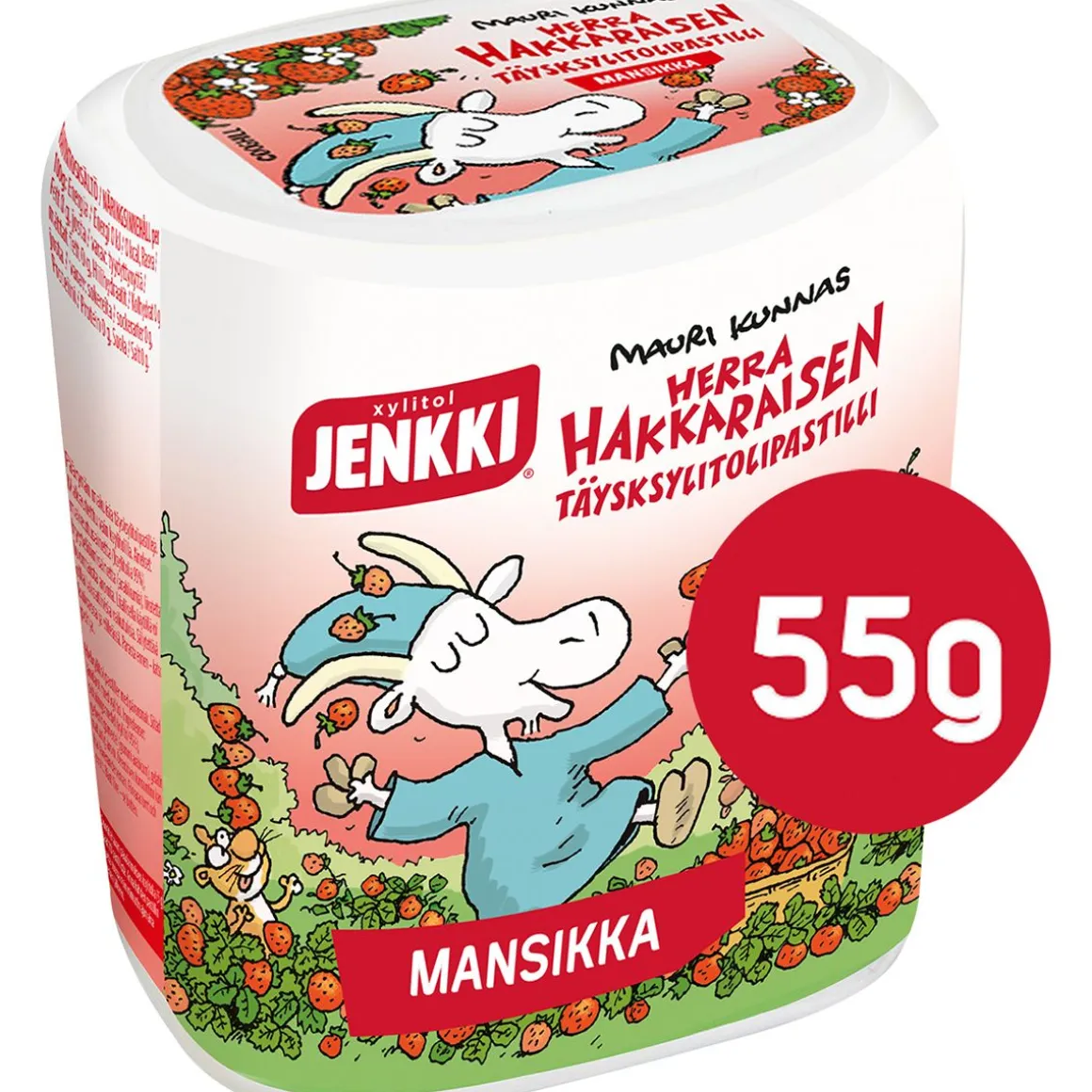 JENKKI HERRA HAKKARAISEN MANSIKKA TÄYSKSYLITOLIPASTILLI 55 G