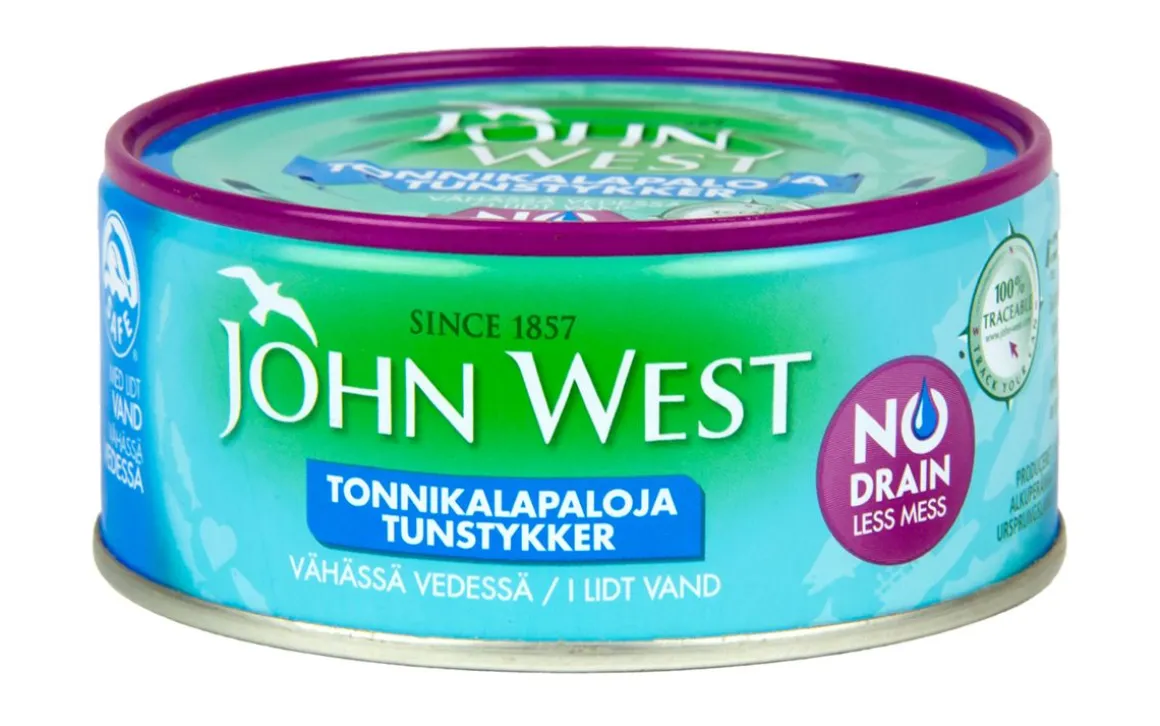 JOHN WEST VALUTETTUJA TONNIKALAPALOJA VEDESSÄ 120 G