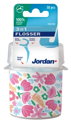 JORDAN 3IN1 FLOSSER HAMMASLANKAIN PÖYTÄPAKKAUS 50KPL 50 KPL