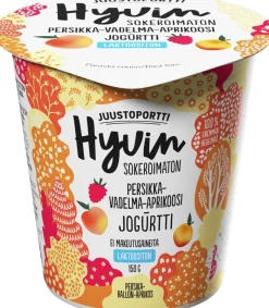 JUUSTOPORTTI HYVIN SOKEROIMATON JOGURTTI PERSIKKA-VADELMA-APRIK 150