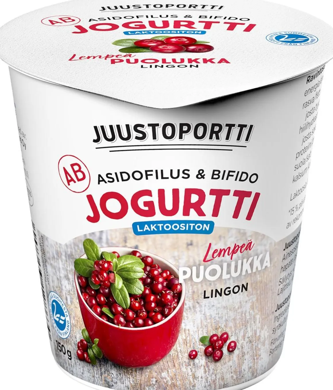 JUUSTOPORTTI AG-JOGURTTI PUOLUKKA LAKTON 150 G