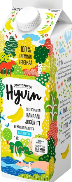 JUUSTOPORTTI HYVIN SOKEROIMATON JOGURTTI BANAANI LAKTON 1KG