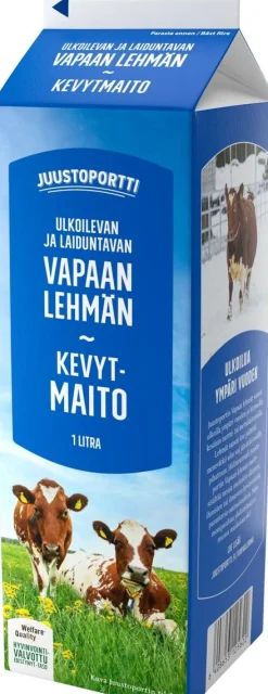 JUUSTOPORTTI VAPAAN LEHMÄN KEVYTMAITO 1L