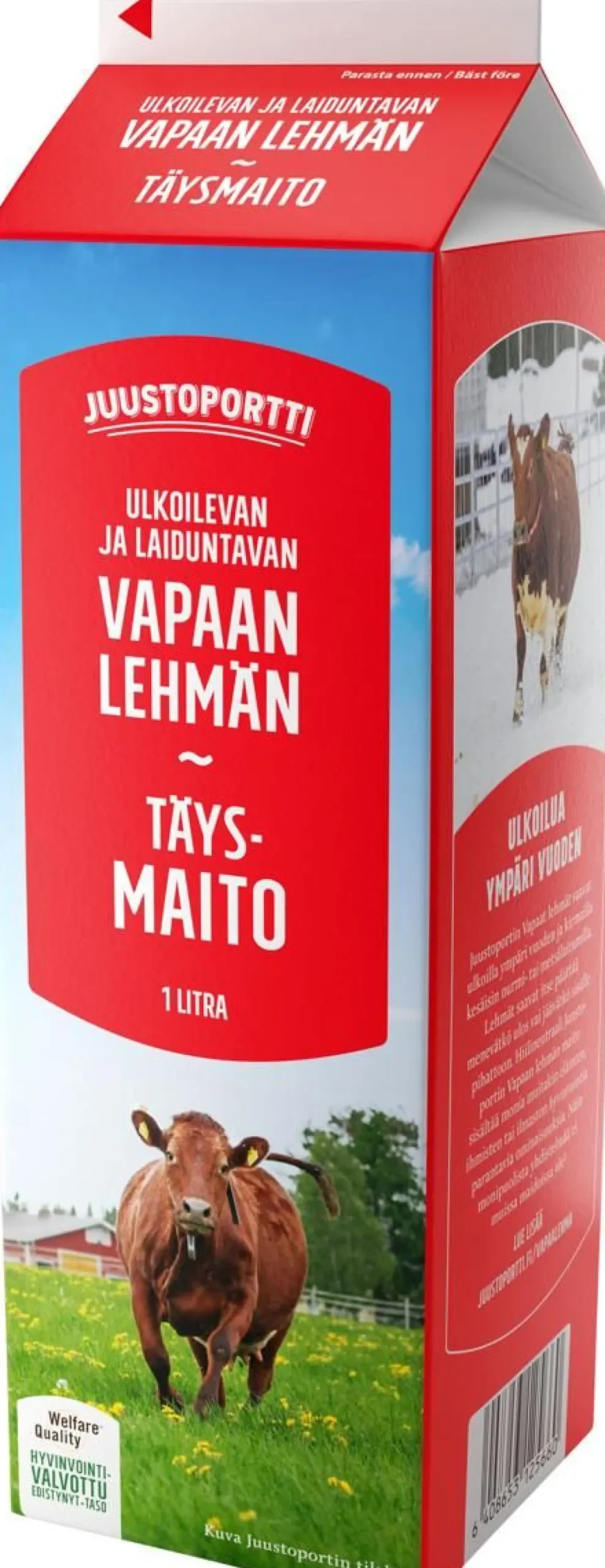 JUUSTOPORTTI VAPAAN LEHMÄN TÄYSMAITO 1L