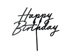 KAKUNKORISTE MUSTA HAPPY BIRTHDAY AKRYYLIA, KOKO NOIN 16,5 X 18