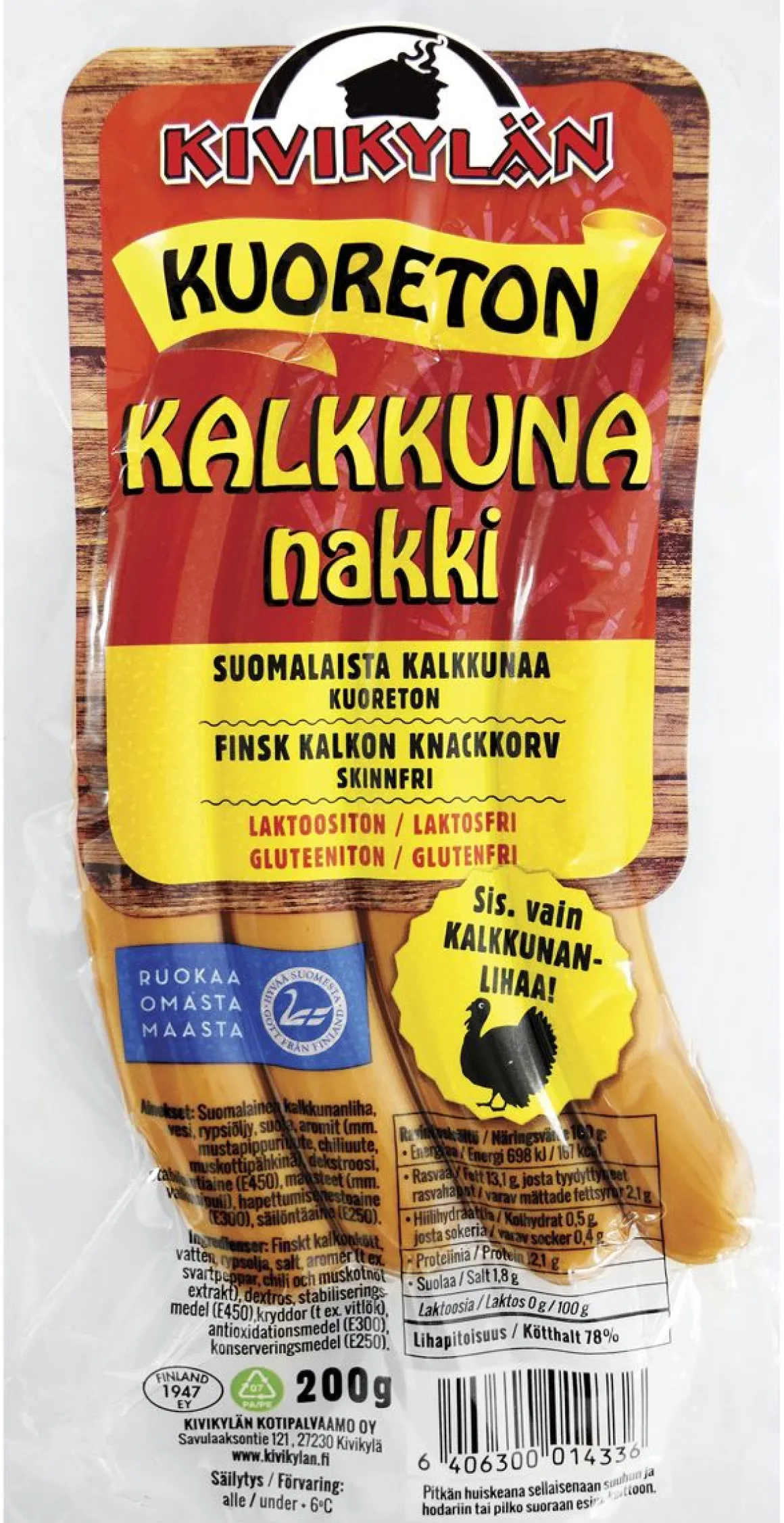 KIVIKYLÄN KALKKUNANAKKI KUORETON 200 G