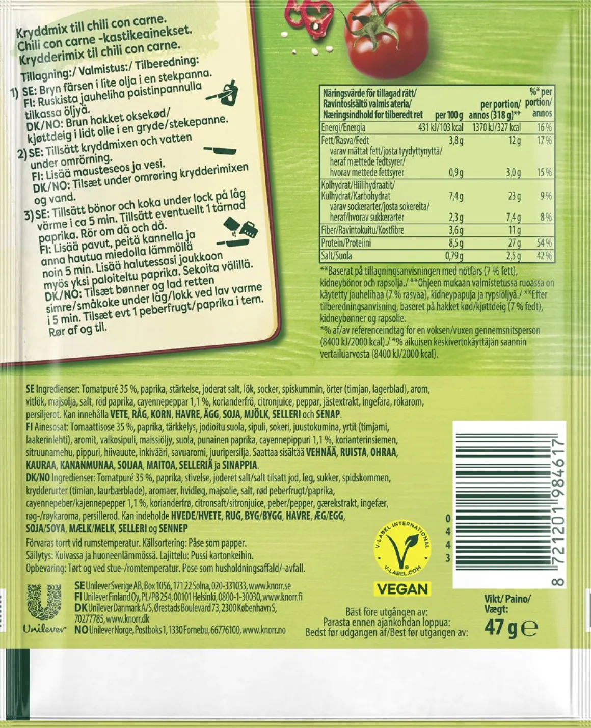 KNORR ATERIA-AINES CHILI CON CARNE 47 G
