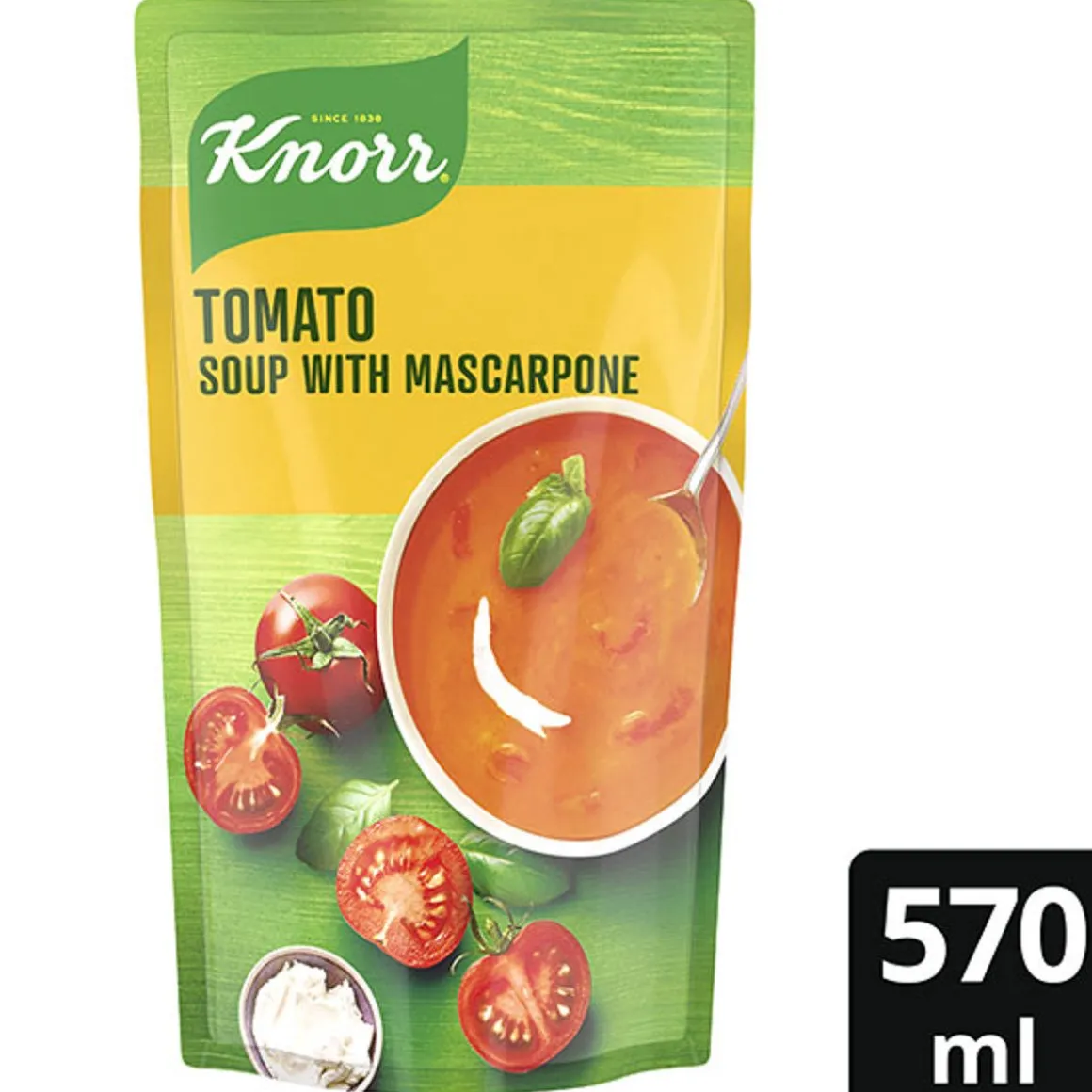 KNORR TOMAATTIKEITTO MASCARPONE-JUUSTOLLA JA AURINKOKUIV