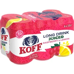 KOFF LONG DRINK 5% JUICED RASPBERRY-LEMON 0,33 TLK 6-PACK 1,9