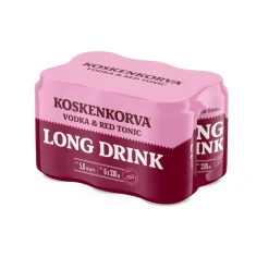 KOSKENKORVA LONG DRINK 5% VODKA & RED TONIC 0,33 TLK 6-PACK 1,98 L