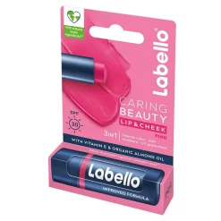 LABELLO CARING BEAUTY PINK SÄVYTTÄVÄ VOIDE HUULILLE JA POSKILL
