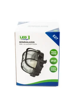 LED ENERGIE LAIVAVALAISIN E27 MAX 40W MUSTA KEHYS JA RISTIKKO