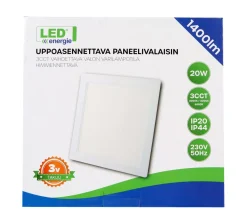 LED ENERGIE PANEELIVALAISIN LED 20W, 1400LM, UPPO, 3CCT+HIMMENN