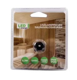 LED ENERGY LED SAUNAVALOSARJAN LISÄLAMPPU, 5M JOHTO, MUSTA (TEFLON)