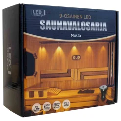 LED ENERGY LED SAUNAVALOSARJA 9-OSAINEN, MUSTA (TEFLON)