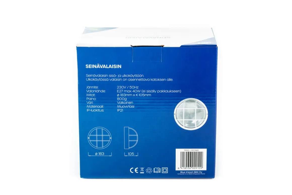 LED ENERGIE LAIVAVALAISIN E27 MAX 40W VALKOINEN KEHYS JA RISTIKKO