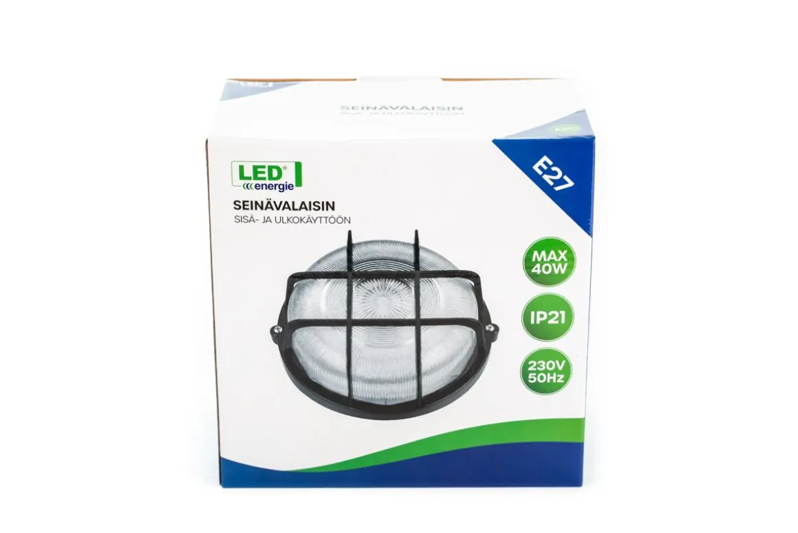 LED ENERGIE LAIVAVALAISIN E27 MAX 40W MUSTA KEHYS JA RISTIKKO